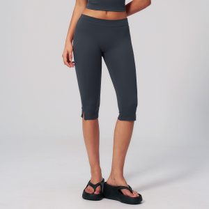 Women's Dark Gray High Waist Capri Yoga Leggings